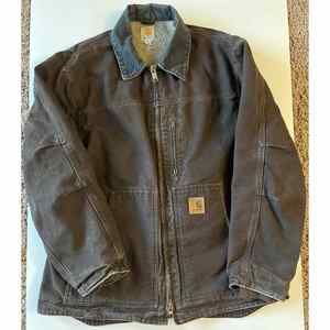 CARHARTT Vintage Detroit Men's Brown Blanket Lined Zip Up Size Large Jacket